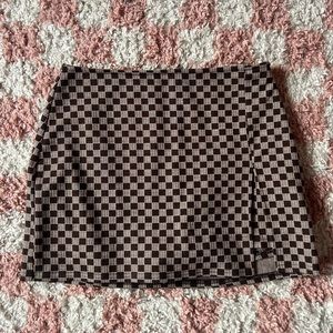Brown & Cream Boutique Checkered Mini Skort